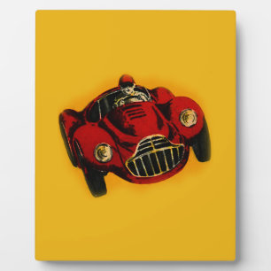 Red Yellow Old Auto Racing Car Fotoplaat