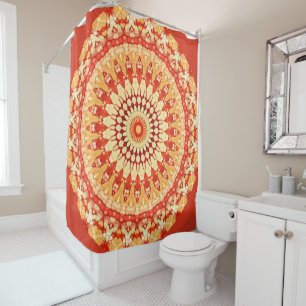 Red Yellow Oranje Summer Mandala Pattern Douchegordijn
