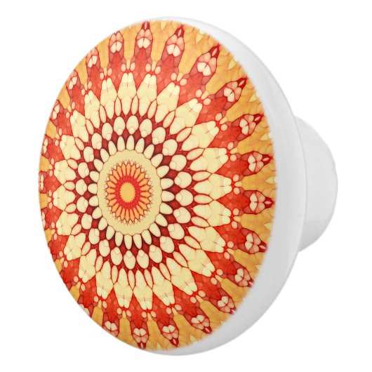 Red Yellow Oranje Summer Mandala Pattern Keramische Knop (Rechts)