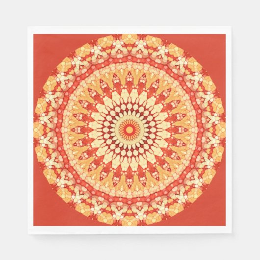 Red Yellow Oranje Summer Mandala Pattern Servetten (Voorkant)