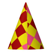 Red Yellow Pink Checkered Pattern Design  Feesthoedjes (Achterkant)