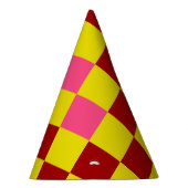 Red Yellow Pink Checkered Pattern Design  Feesthoedjes (Rechts)