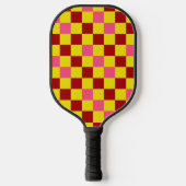 Red Yellow Pink Checkered Pattern Design  Pickleball Paddle (Voorkant)