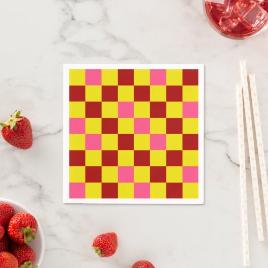 Red Yellow Pink Checkered Pattern Design Servet (Insitu)