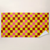 Red Yellow Pink Checkered Pattern Design  Strandlaken (Voorkant)