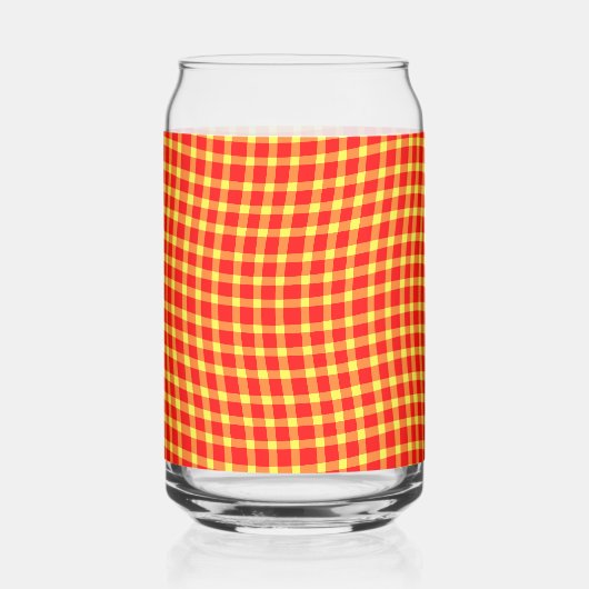 Red Yellow Plaid Checker Seamless Pattern Blikvorm Glas (Achterkant)