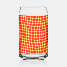 Red Yellow Plaid Checker Seamless Pattern Blikvorm Glas