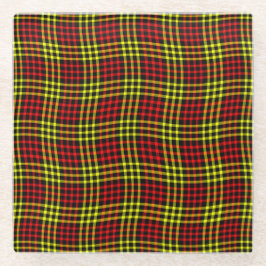 Red Yellow Plaid Checker Seamless Pattern Glazen Onderzetter