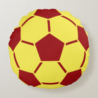 Red Yellow Soccer Ball Sports Team Coussin rond
