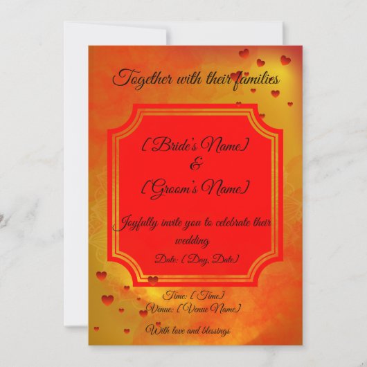 Red & Yellow Traditional Wedding Invitation | (Devant)