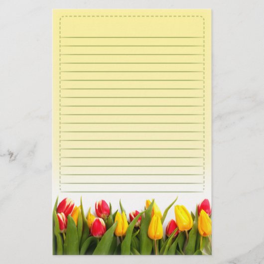 Red Yellow Tulp Flowers Yellow Background led Briefpapier (Voorkant)