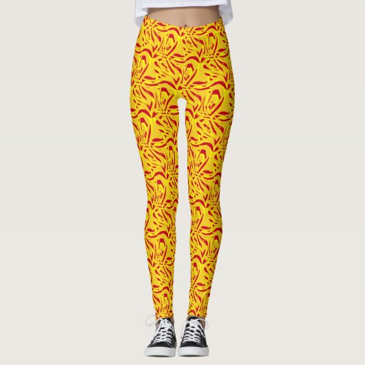 Red Yellow Zebra Stripes femmes Capris Leggings (Devant)