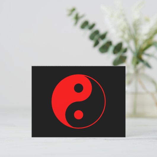 Red Yin Yang Symbol Briefkaart (Staand voorkant)