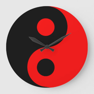 Red Yin Yang Wall klok