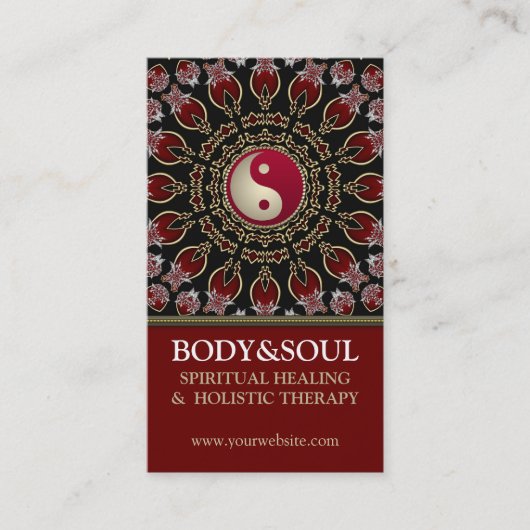 Red YinYang Eastern New age Visitekaartjes (Voorkant)