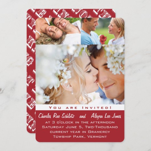 Red Your Photo Wedding Invitations (Devant / Derrière)