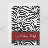 Red Zebra 21st Birthday Party Invitations (Devant)