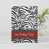 Red Zebra 21st Birthday Party Invitations (Debout devant)