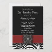 Red Zebra 21st Birthday Party Invitations (Dos)