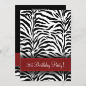 Red Zebra 21st Birthday Party Invitations (Devant / Derrière)