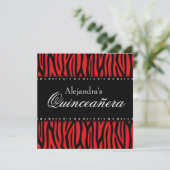 Red Zebra Diamonds Quinceanera Invitations (Debout devant)