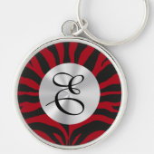 Red Zebra Monogram Sleutelhanger (Voorkant)