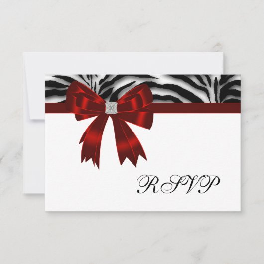 Red Zebra Red Bow RSVP (Devant)