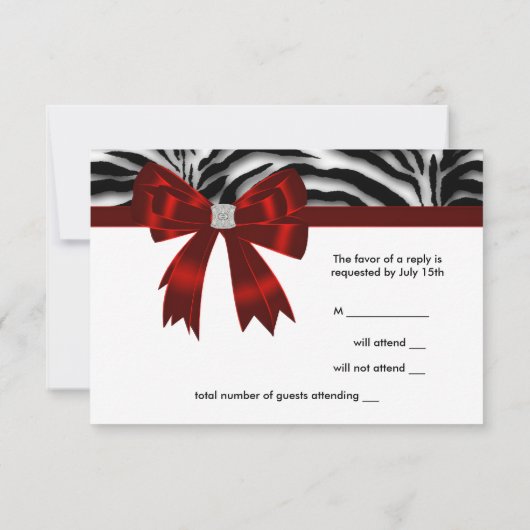 Red Zebra Red Bow RSVP (Dos)