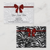Red Zebra Red Bow Zebra Cartes de visite (Devant / Derrière)