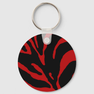 Red Zebra Stripe Animal Print Sleutelhanger