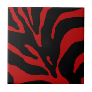 Red Zebra Stripe Animal Print Tegeltje