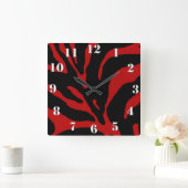 Red Zebra Stripe Animal Print Vierkante Klok (Huis)