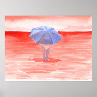 Red Zee Umbrella Poster
