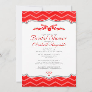 Red Zigzag Bridal Shower Invitations Kaart