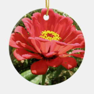 Red Zinnia Custom Birthday Keramisch Ornament
