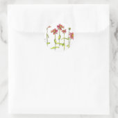 Red Zinnia Flowers Waterverf Bloemenkunst Ronde Sticker (Tas)