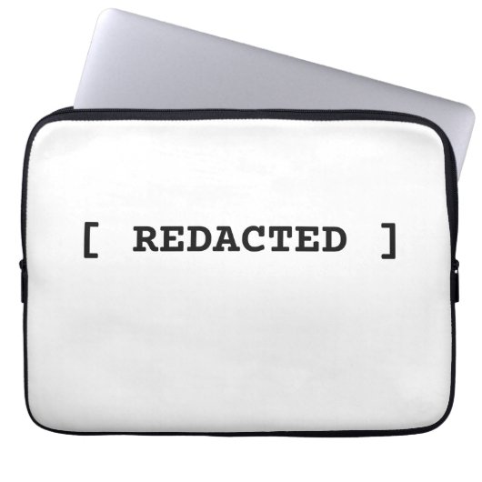 [ REDACTED ] Minimalist Typographic Professional  Laptop Sleeve (Voorkant)