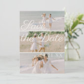 Redactioneel Drie Foto Collage Script Save The Date (Staand voorkant)