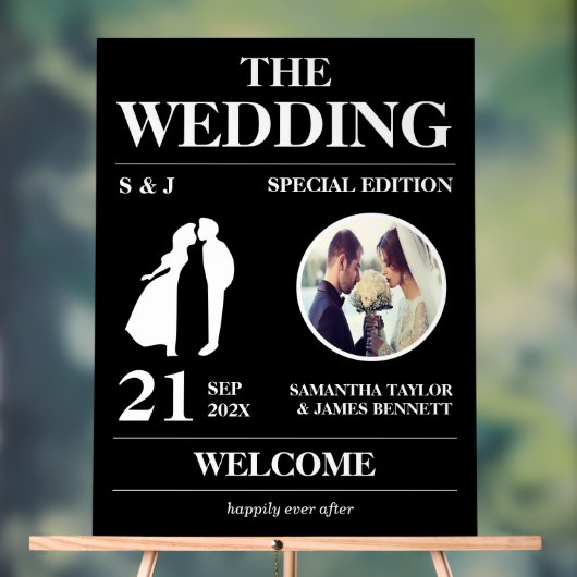 Redactionele stijl bruiloft ingang welkom acryl bord (Neutraal)