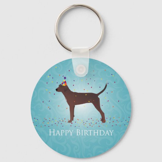 Redbone Coonhound Happy Birthday Design Sleutelhanger (Voorkant)