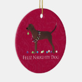 Redbone Coonhound Kerstmis Keramisch Ornament (Rechts)