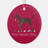 Redbone Coonhound Kerstmis Keramisch Ornament (Links)