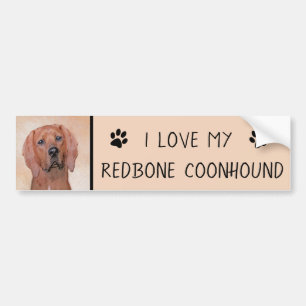 Redbone Coonhound-schildering - Kute Original Dog  Bumpersticker