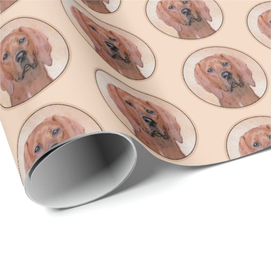 Redbone Coonhound-schildering - Kute Original Dog Cadeaupapier (Rol Hoek)