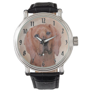 Redbone Coonhound-schildering - Kute Original Dog  Horloge