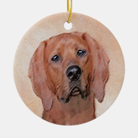 Redbone Coonhound-schildering - Kute Original Dog Keramisch Ornament (Voorkant)