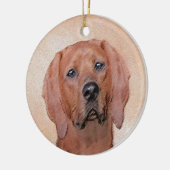 Redbone Coonhound-schildering - Kute Original Dog Keramisch Ornament (Links)