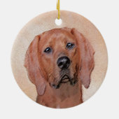 Redbone Coonhound-schildering - Kute Original Dog Keramisch Ornament (Achterkant)