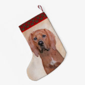 Redbone Coonhound-schildering - Kute Original Dog Kleine Kerstsok (Achterkant (Hangend))