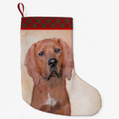 Redbone Coonhound-schildering - Kute Original Dog Kleine Kerstsok (Voorkant)